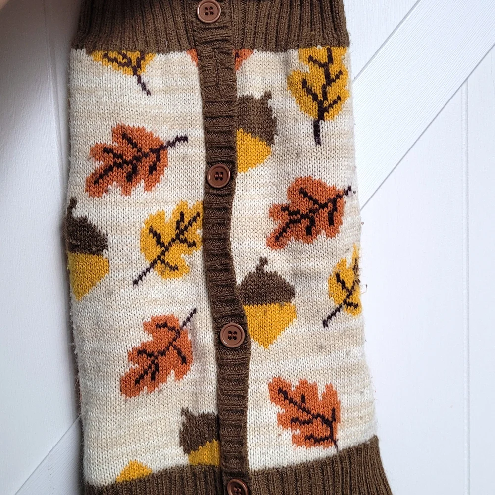 Brown and Cream Acorn Leaf Sweater Vest